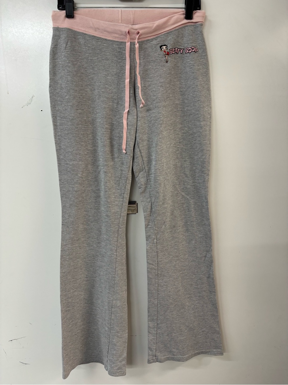 Betty Boop Gray Sweatpants with Pink Waistband & Drawstring